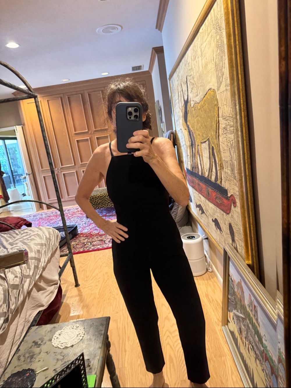 French Connection Black Square-Neck Jumpsuit